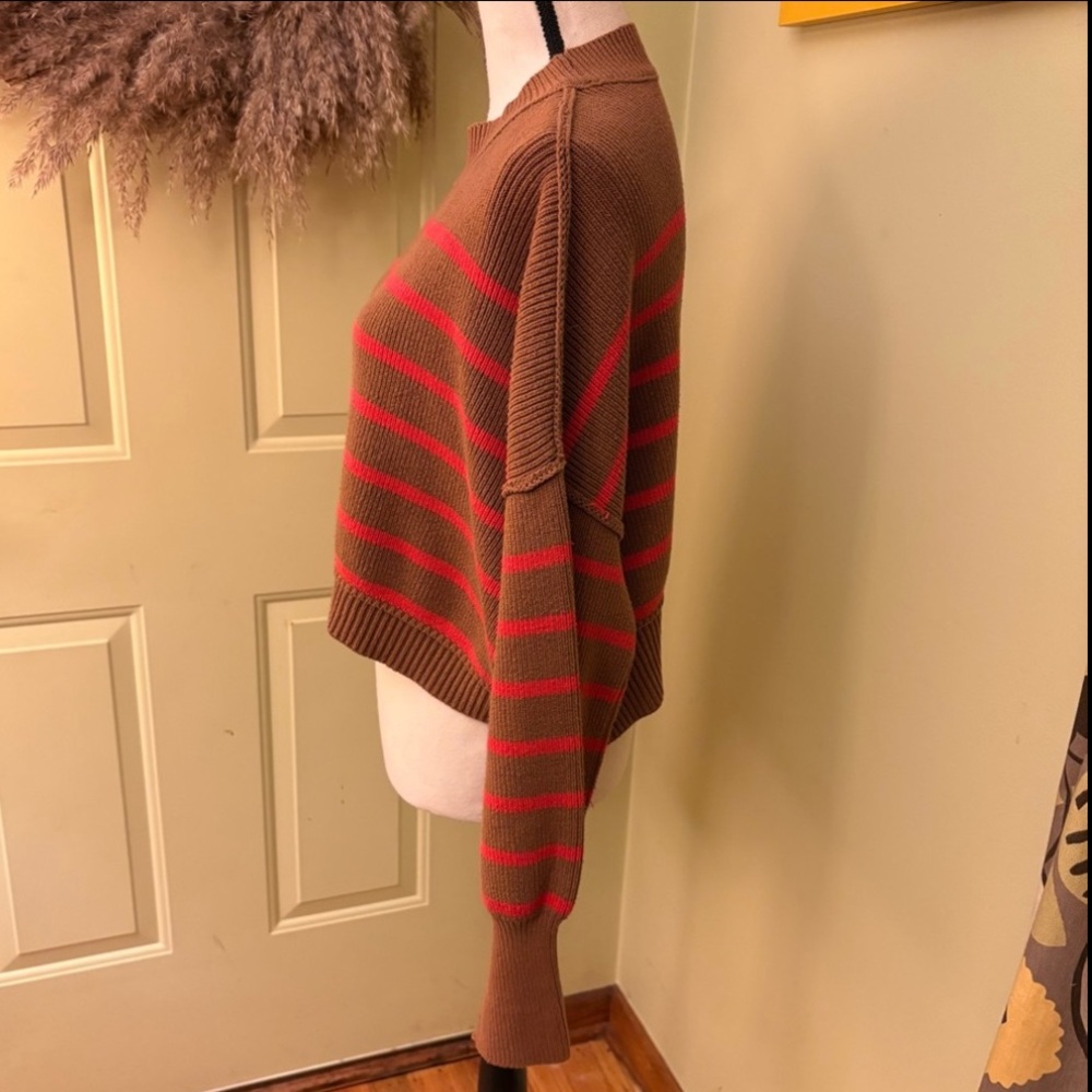 NWOT FREE PEOPLE Easy Street Stripe Crop Pullover size S - Picture 5 of 12